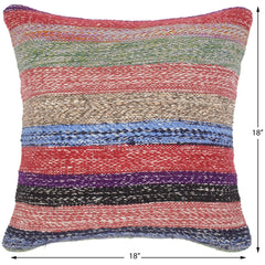 handmade Modern Pillow Blue Red Hand-Woven SQUARE 100% WOOL kilim throw pillow