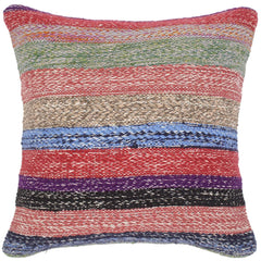 handmade Modern Pillow Blue Red Hand-Woven SQUARE 100% WOOL kilim throw pillow