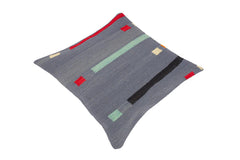 handmade Modern Pillow Blue Red Hand-Woven SQUARE 100% WOOL kilim throw pillow