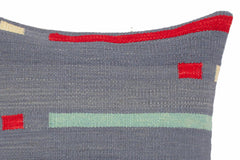 handmade Modern Pillow Blue Red Hand-Woven SQUARE 100% WOOL kilim throw pillow