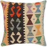 handmade Traditional Pillow Beige Black Hand-Woven SQUARE 100% WOOL kilim throw pillow