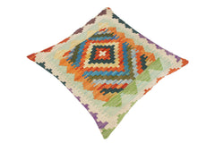 handmade Traditional Pillow Rust Blue Hand-Woven SQUARE 100% WOOL kilim throw pillow