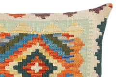 handmade Traditional Pillow Rust Blue Hand-Woven SQUARE 100% WOOL kilim throw pillow