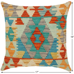 handmade Traditional Pillow Rust Blue Hand-Woven SQUARE 100% WOOL area rug