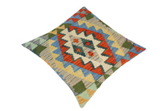 handmade Traditional Pillow Rust Blue Hand-Woven SQUARE 100% WOOL kilim throw pillow