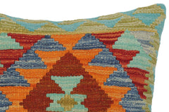 handmade Traditional Pillow Blue Rust Hand-Woven SQUARE 100% WOOL kilim throw pillow