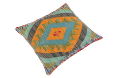 handmade Traditional Pillow Blue Gray Hand-Woven SQUARE 100% WOOL area rug