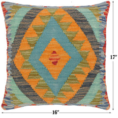 handmade Traditional Pillow Blue Gray Hand-Woven SQUARE 100% WOOL area rug