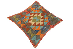 handmade Traditional Pillow Blue Gray Hand-Woven SQUARE 100% WOOL kilim throw pillow