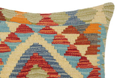 handmade Traditional Pillow Rust Blue Hand-Woven SQUARE 100% WOOL kilim throw pillow