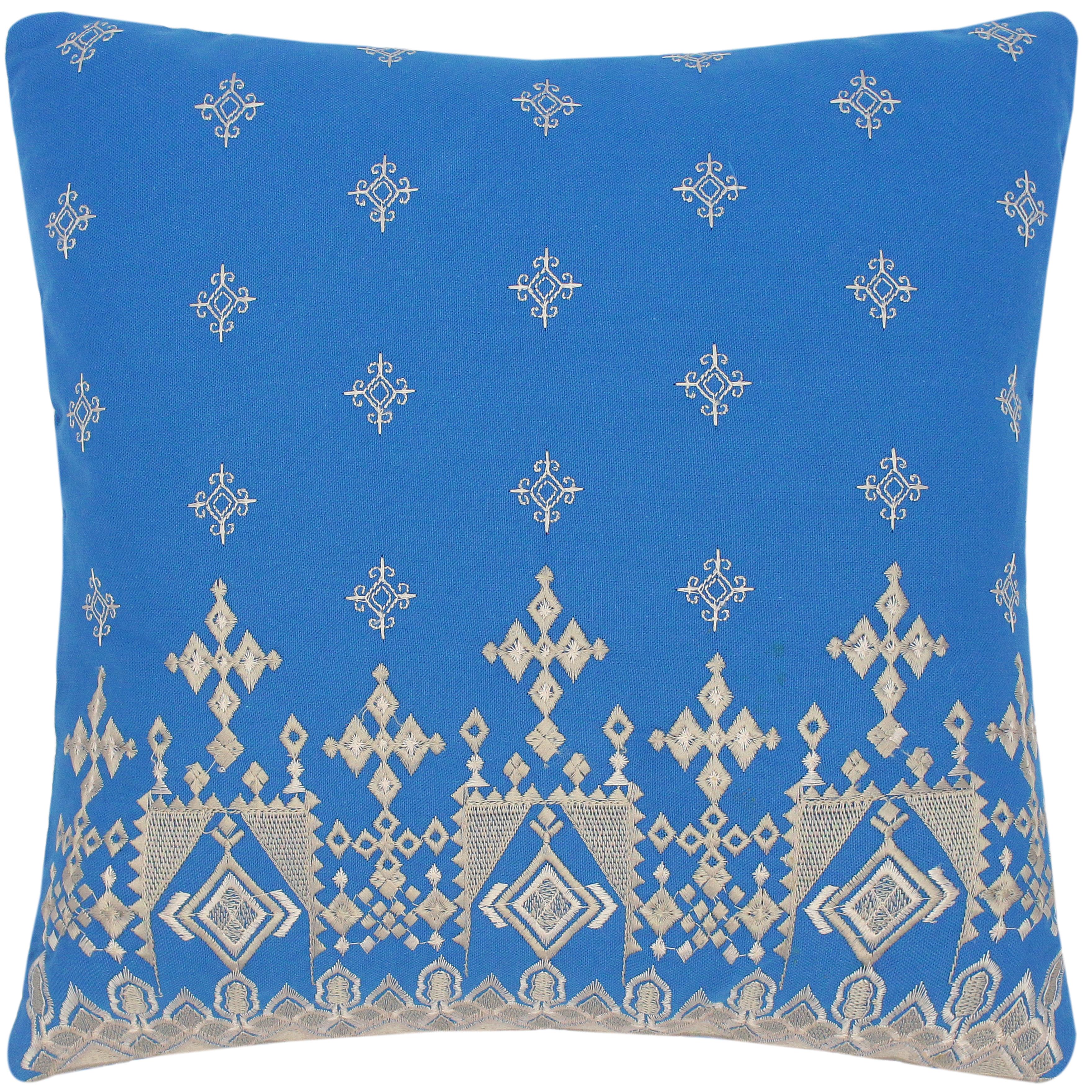 handmade Turkish Throw Pillow Blue Gray SQUARE cotton throw pillow