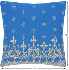 handmade Turkish Throw Pillow Blue Gray SQUARE cotton throw pillow