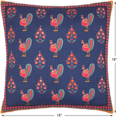 handmade Turkish Throw Pillow Blue Orange SQUARE handmade Silk Throw Pillow
