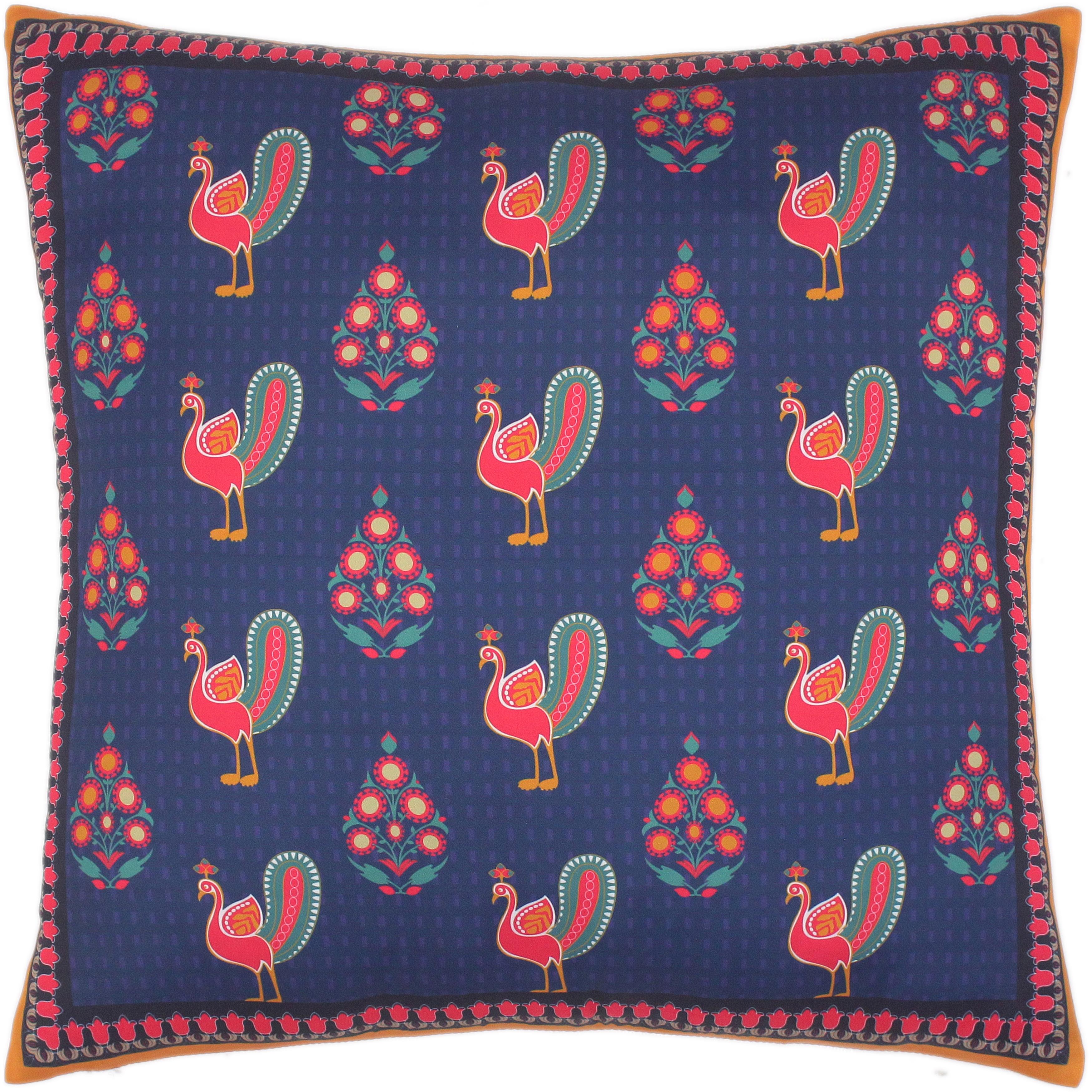 handmade Turkish Throw Pillow Blue Orange SQUARE handmade Silk Throw Pillow