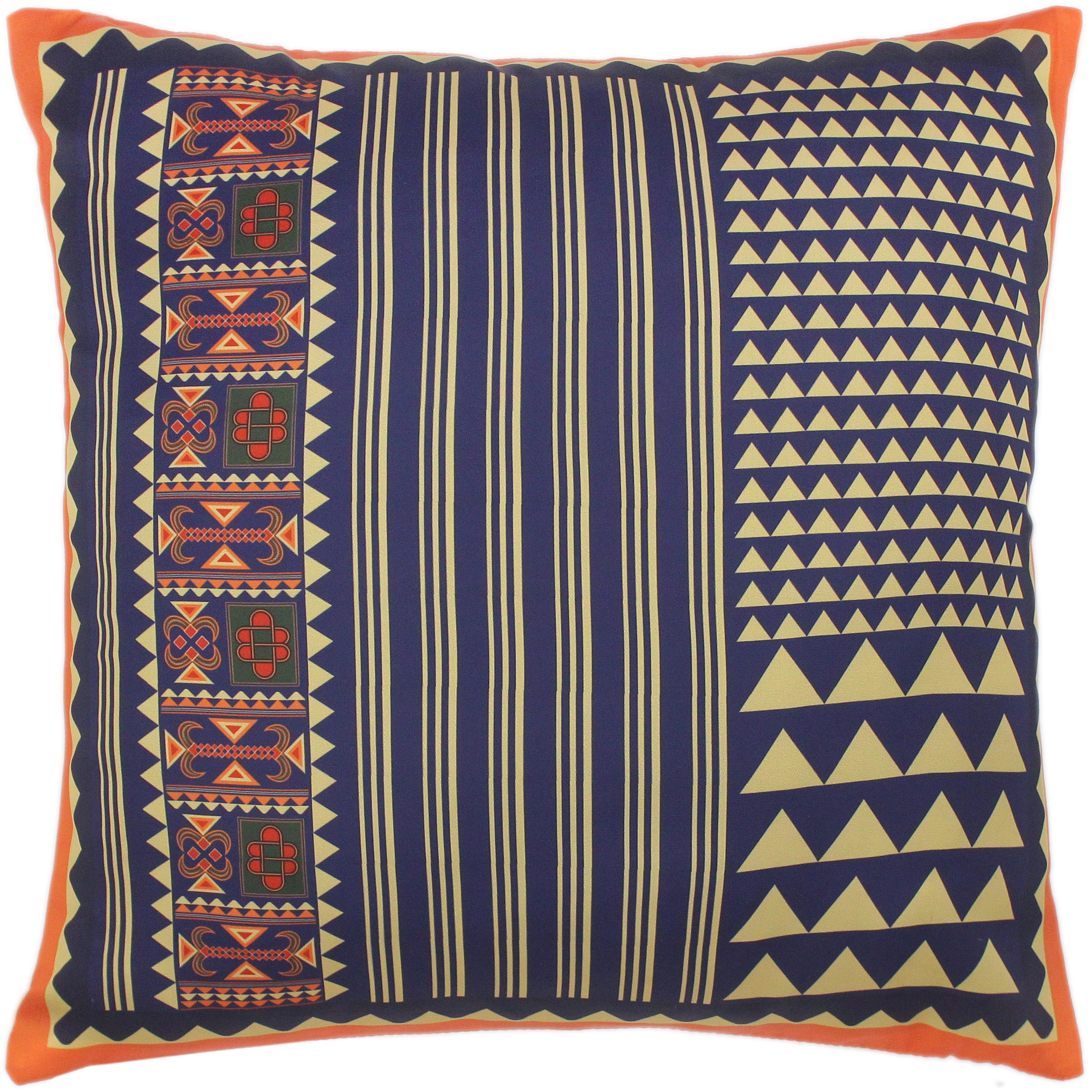 handmade Turkish Throw Pillow Blue Gold SQUARE handmade Silk Throw Pillow