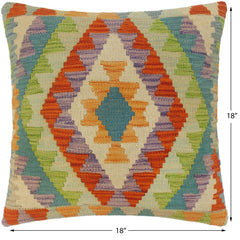 handmade Tribal Turkish Antique Rust Blue Hand-Woven SQUARE 100% WOOL pillow