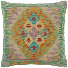 handmade Tribal Turkish Antique Green Rust Hand-Woven SQUARE 100% WOOL pillow