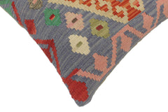 handmade Tribal Turkish Antique Blue Rust Hand-Woven SQUARE 100% WOOL pillow