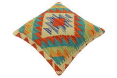 handmade Tribal Turkish Antique Rust Blue Hand-Woven SQUARE 100% WOOL pillow