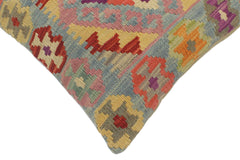 handmade Tribal Turkish Antique Rust Blue Hand-Woven SQUARE 100% WOOL pillow