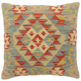 handmade Tribal Turkish Antique Rust Blue Hand-Woven SQUARE 100% WOOL pillow