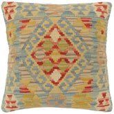 handmade Tribal Turkish Antique Blue Red Hand-Woven SQUARE 100% WOOL pillow