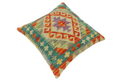 handmade Tribal Turkish Antique Rust Blue Hand-Woven SQUARE 100% WOOL pillow