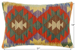 handmade Tribal Rust Blue Hand-Woven RECTANGLE 100% WOOL Pillow