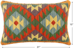 handmade Tribal Rust Blue Hand-Woven RECTANGLE 100% WOOL Pillow