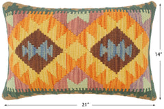 handmade Tribal Rust Blue Hand-Woven RECTANGLE 100% WOOL Pillow