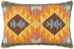 handmade Tribal Rust Blue Hand-Woven RECTANGLE 100% WOOL Pillow