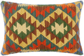handmade Tribal Rust Blue Hand-Woven RECTANGLE 100% WOOL Pillow