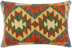 handmade Tribal Rust Blue Hand-Woven RECTANGLE 100% WOOL Pillow