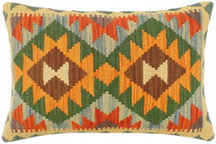 handmade Tribal Rust Blue Hand-Woven RECTANGLE 100% WOOL Pillow
