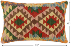 handmade Tribal Rust Blue Hand-Woven RECTANGLE 100% WOOL Pillow