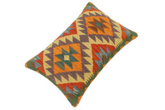 handmade Tribal Rust Blue Hand-Woven RECTANGLE 100% WOOL Pillow