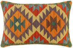 handmade Tribal Rust Blue Hand-Woven RECTANGLE 100% WOOL Pillow