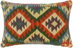 handmade Tribal Rust Blue Hand-Woven RECTANGLE 100% WOOL Pillow