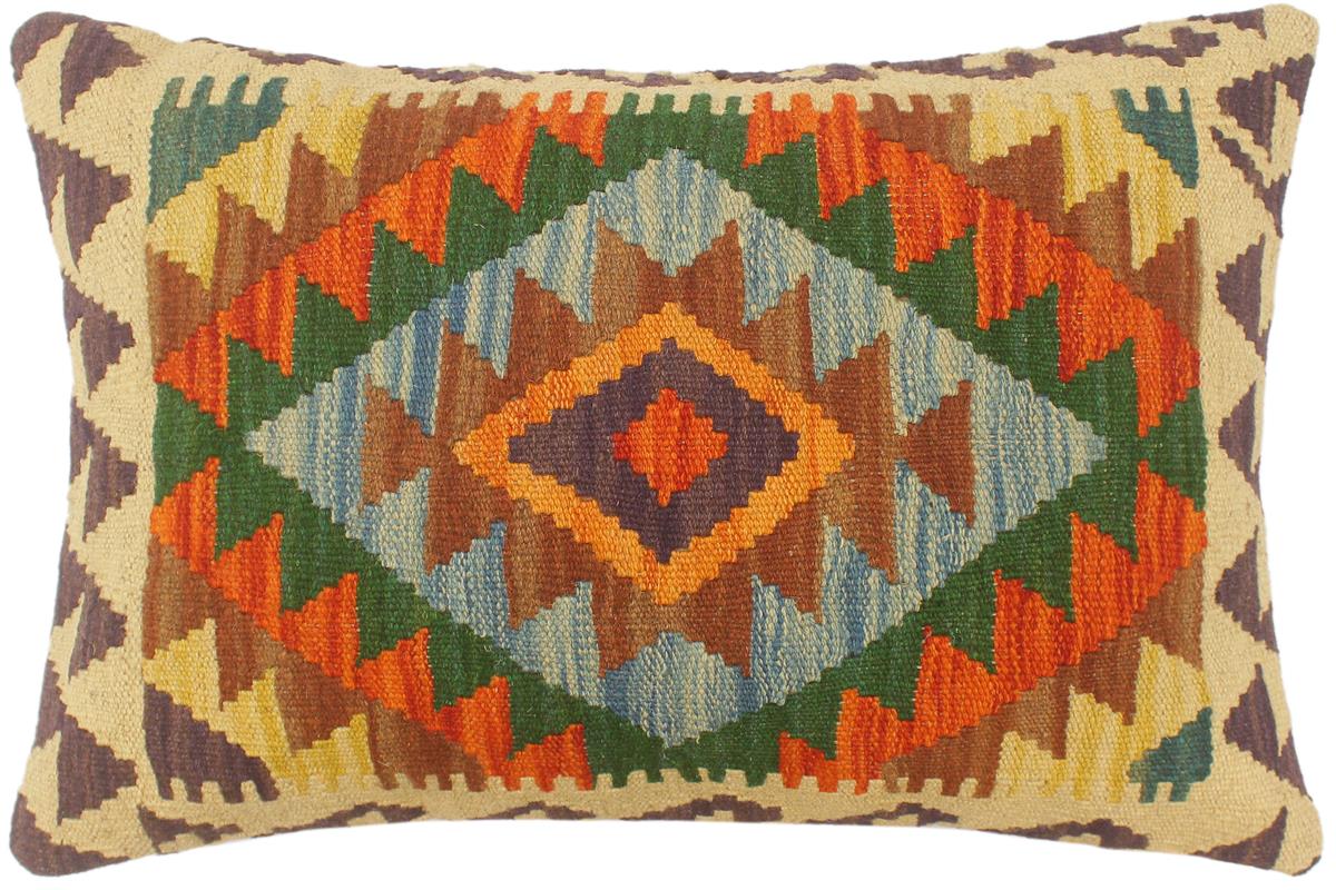 handmade Tribal Rust Blue Hand-Woven RECTANGLE 100% WOOL Pillow
