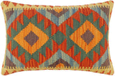 handmade Tribal Rust Blue Hand-Woven RECTANGLE 100% WOOL Pillow