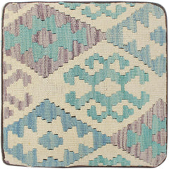 handmade Traditional Ottoman Beige Blue Hand-made SQUARE handmade ottoman pouf