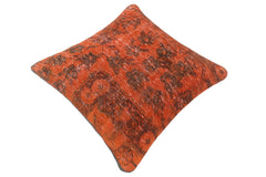 handmade Vintage Pillow Rust Brown Hand-Woven SQUARE 100% WOOL Vintage Pillow