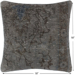 handmade Vintage Pillow Gray Blue Hand-Woven SQUARE 100% WOOL Vintage Pillow