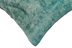 handmade Vintage Pillow Green Blue Hand-Woven SQUARE 100% WOOL Vintage Pillow