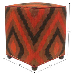 handmade Traditional Ottoman Red Black Hand-made SQUARE 100% WOOL