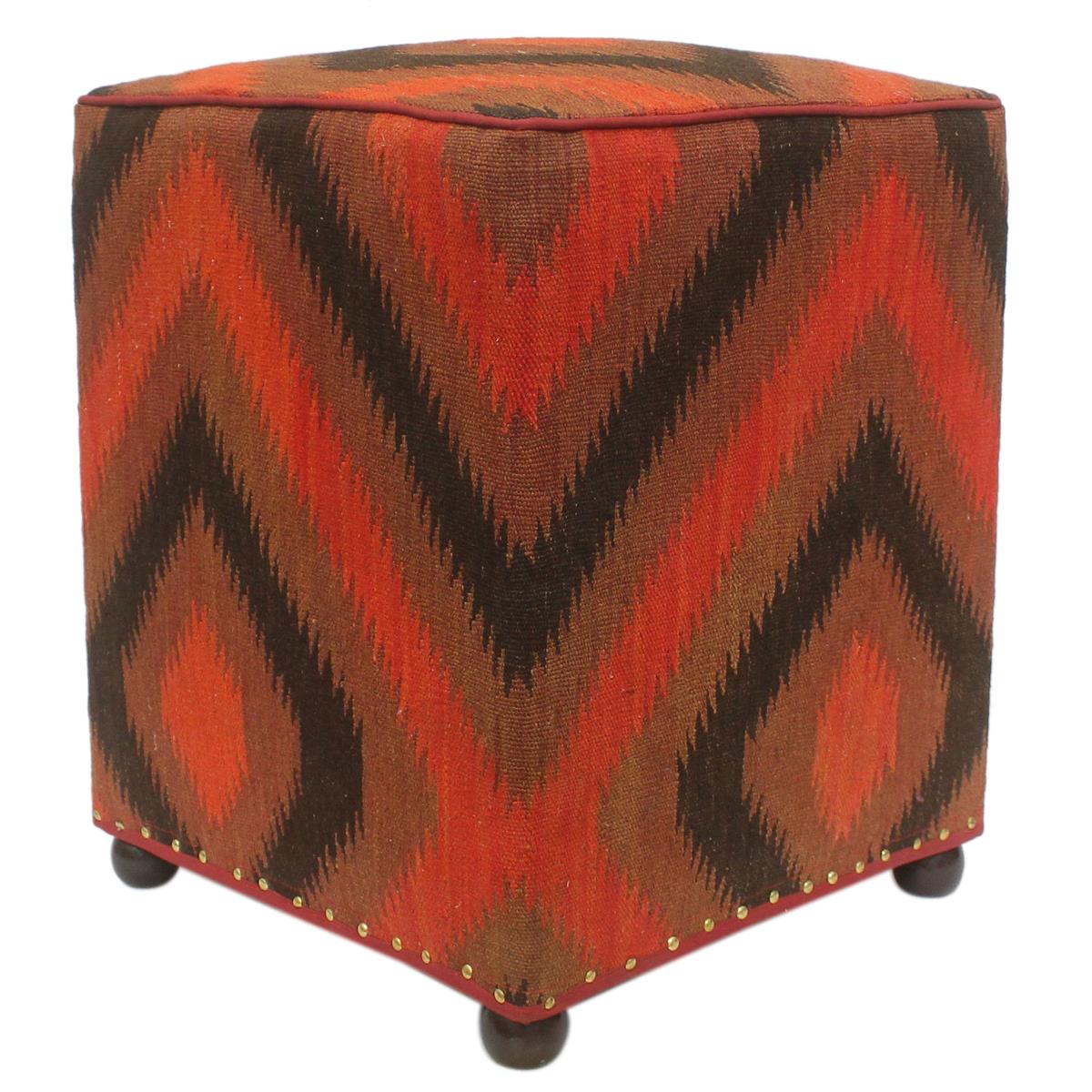 handmade Traditional Ottoman Red Black Hand-made SQUARE 100% WOOL