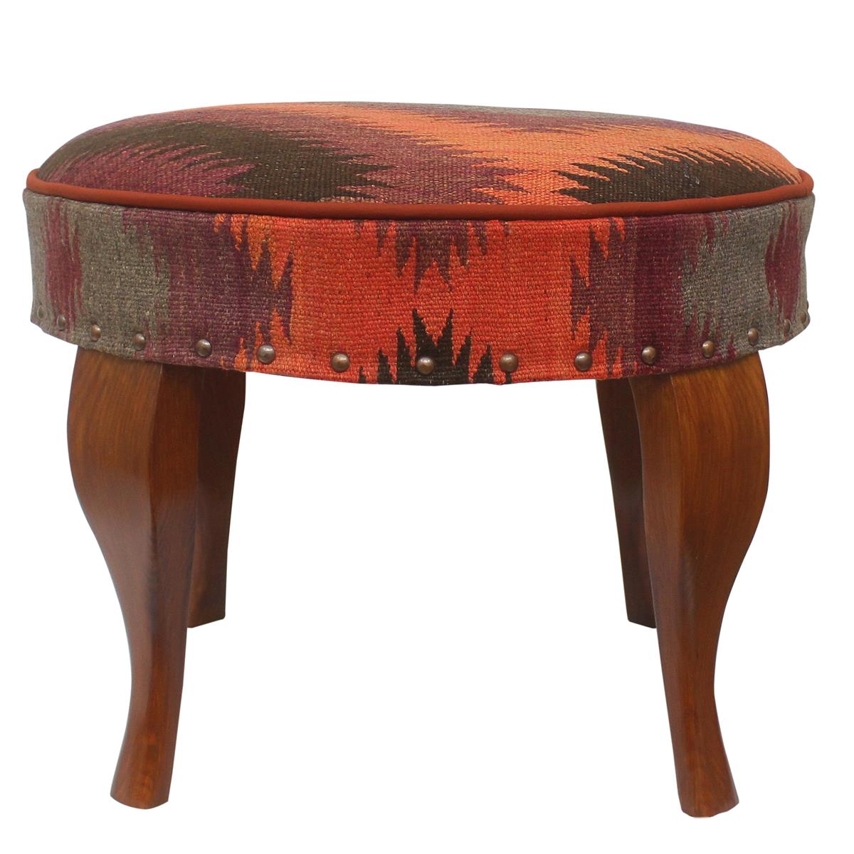 handmade Traditional Victorianot Rust Blue Hand-made ROUND JAQUARD area rug 23'' x 23'' x 18''