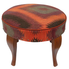 handmade Traditional Victorianot Rust Blue Hand-made ROUND JAQUARD area rug 23'' x 23'' x 18''