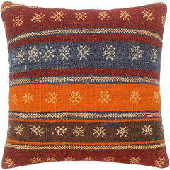 handmade Tribal Turkish Antique Burgundy Rust Hand-Woven SQUARE 100% WOOL pillow