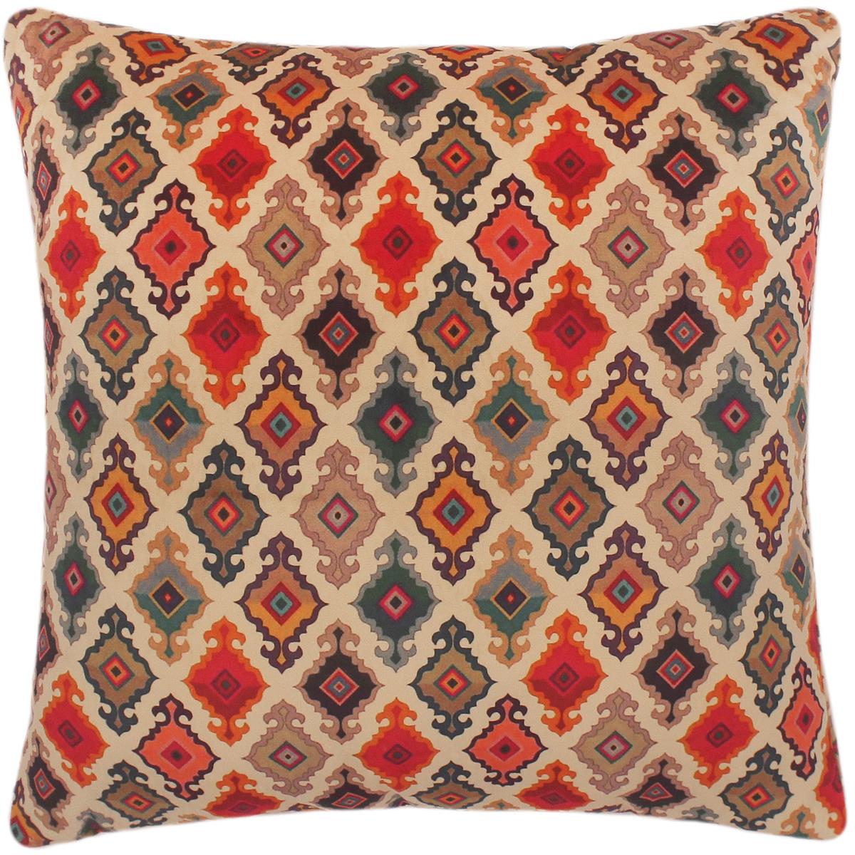 handmade Pillow Beige Blue Hand-Woven SQUARE PRINTED VEL pillow